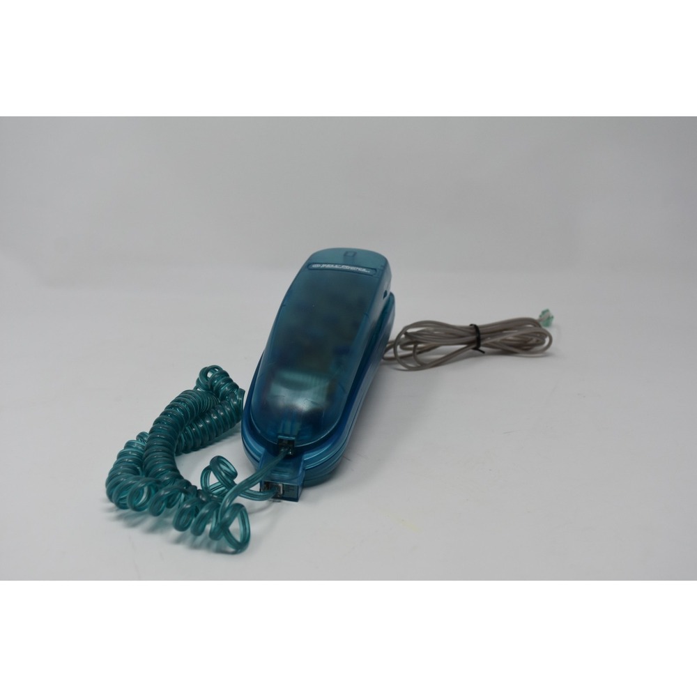 Vintage 90s Transparent Blue Corded Landline Phone - Untested